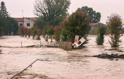 Un’immagine di Traversara durante l’alluvione di settembre 2024 (foto Massimo Fiorentini)