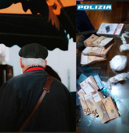 A sinistra foto d’archivio, a destra il materiale sequestrato