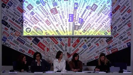 Un momento della conferenza stampa che si è tenuta presso la sede dell’Associazione stampa estera in Italia