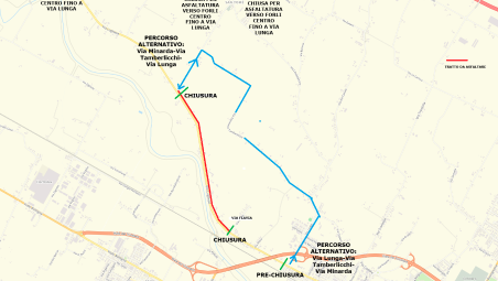 La mappa con il percorso alternativo