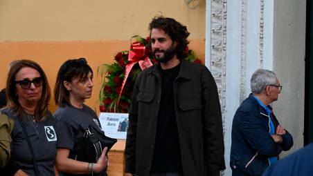 Gianmarco Tamberi nel giorno dell’ultimo saluto all’amico e fisioterapista forlivese Fabrizio Borra (foto Fabio Blaco)