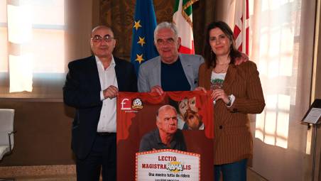 Gianfranco Brunelli, Gene Gnocchi e Federica Baroncini (foto Fabio Blaco)