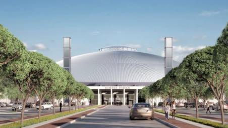 Il rendering sulla nuova cupola che diventa anche un nuovo grande ingresso