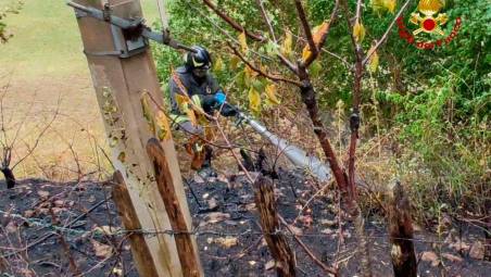 Bagno di Romagna, incendio provocato da un fulmine spento dai vigili del fuoco