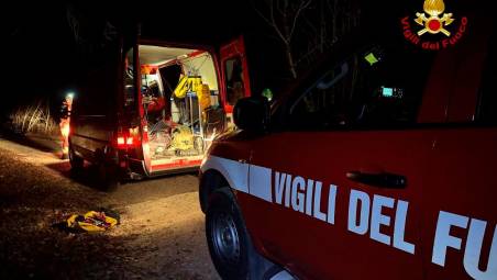 L’intervento dei Vigili del fuoco a Modigliana per la persona finita nel canalone