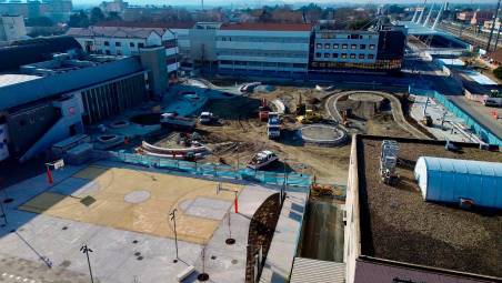 Il cantiere in piazzale Marx