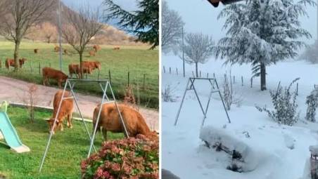 Il prima e dopo (tra venerdì e sabato) a Balze fotografato da Emilia Ridolfi per Emilia-Romagna Meteo