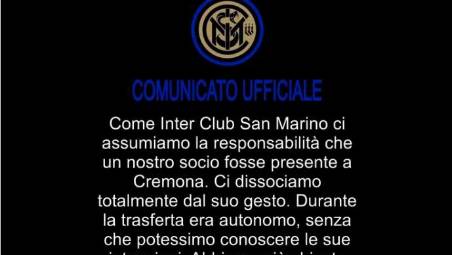 E’ di Cesena e socio dell’Inter club San Marino il tifoso che ha lanciato il petardo a Cremona. Ferito con un secondo ordigno, è in ospedale