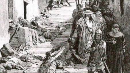 Una stampa che racconta la terribile strage a Cesena nel 1377