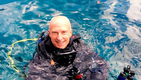 Leonardo Sergiani durante una delle sue immersioni