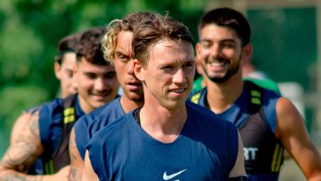 L’attaccante giallorosso Manuel Fischnaller in allenamento (Fiorentini)