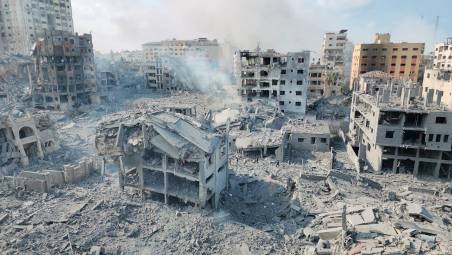 Una scena di distruzione a Gaza