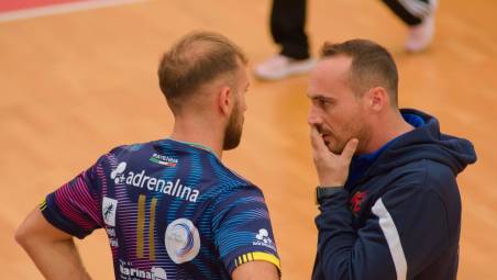 L’alzatore Russo con il tecnico Valentini (Fiorentini)