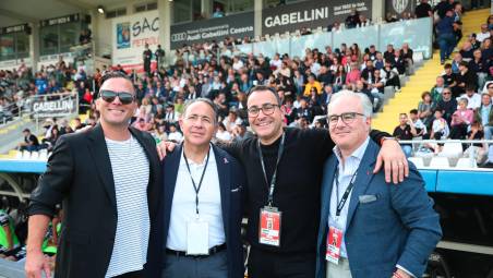 I proprietari americani del Cesena Fc: da sinistra Mike Melby, Michael Aiello, John Aiello ed Anthony Scotto (foto Zanotti)