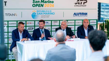 Un momento della conferenza stampa di presentazione degli Internazionali di San Marino a Fonte dell’Ovo