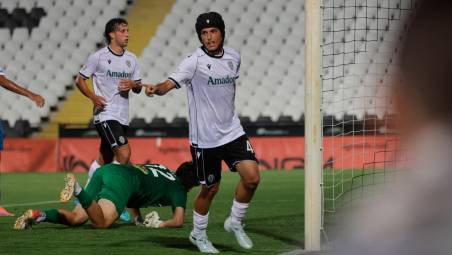 Filippo Bertaccini dopo il gol nell’amichevole contro la Forsempronese (Zanotti)