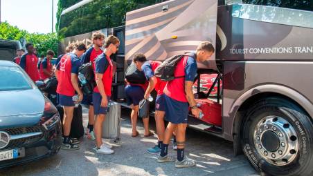 La squadra biancorossa alla partenza per Riolo Terme due settimane fa foto TOMMASO MOROSETTI