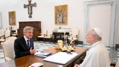 L’incontro fra il presidente della Fondazione Meeting per l’amicizia fra i popoli, Bernhard Scholz, e Papa Leone XIV