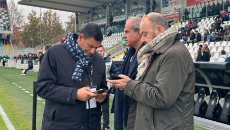 Da sinistra il membro del cda Massimo Agostini, il diesse Filippo Fusco e il dg Corrado di Taranto