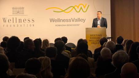 Il presidente della Regione Michele De Pascale oggi al Technogym Village (foto e video Zanotti)