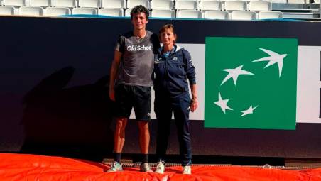 L’ex giocatrice faentina Flora Perfetti con il figlio Noah al Foro Italico