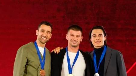 Il podio finale tutto riminese della MotoE con Ferrari, Zaccone e Casadei