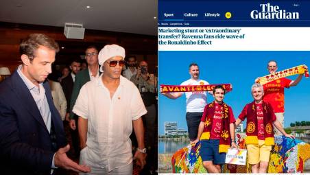 A sinistra il presidente Cipriani con Ronaldinho