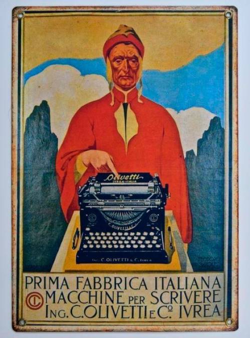 Teodoro Wolf Ferrari, Pubblicità per la macchina da scrivere Olivetti M1, 1912, latta cromolitografata