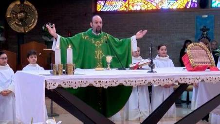 Don Filippo Cappelli in chiesa a Budrio