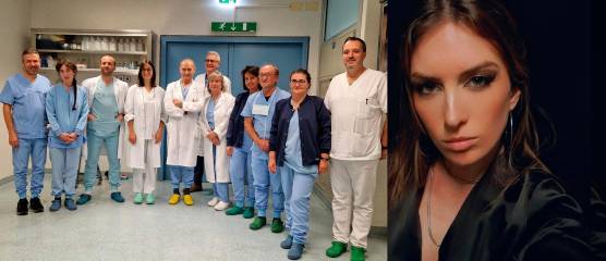 A sinistra l’équipe del professor Davide Melandri, a destra Eleonora Palmieri