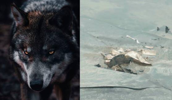 Ad Agrisfera tre lupi hanno squarciato i teloni a protezione del mais destinato alla stalla da latte biologico e al biodigestore