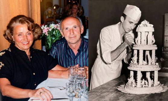 Miro Mancini con la moglie Argentina, sempre al suo fianco dal 1963. A destra al lavoro all’età di 21 anni