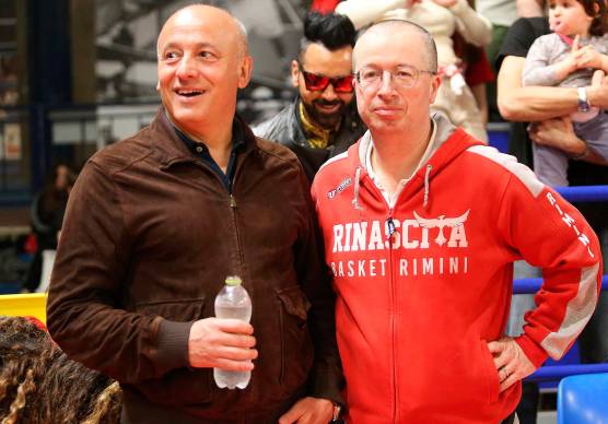 Il presidente di Rinascita Basket Rimini, Paolo Maggioli e l’ad Paolo Carasso