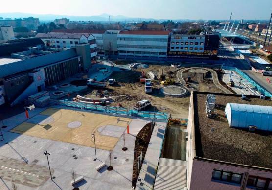 Il cantiere in piazzale Marx