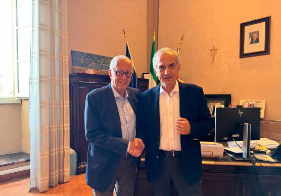 Il professor Vicini con il sindaco Zattini