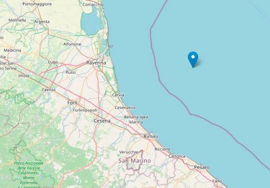 Terremoto di magnitudo 3,2 in mare al largo di Rimini e Ravenna
