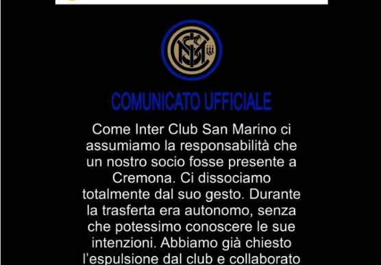 E’ di Cesena e socio dell’Inter club San Marino il tifoso che ha lanciato il petardo a Cremona. Ferito con un secondo ordigno, è in ospedale