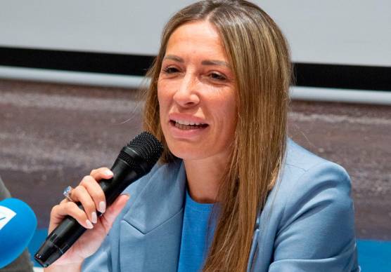 La proprietaria biancorossa Anna Giusy Scarcella (foto TOMMASO MOROSETTI)