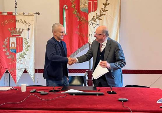 Il sindaco di Rimini Jamil Sadegholvaad e il presidente della Camera di commercio della Romagna Carlo Battistini