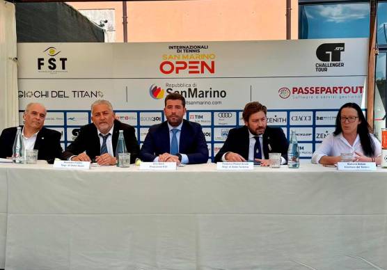Un’immagine della conferenza stampa di presentazione degli Internazionali San Marino Open 2025