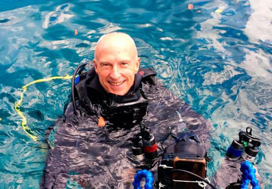 Leonardo Sergiani durante una delle sue immersioni