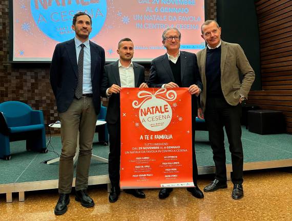 Natale a Cesena: luminarie accese il 29 novembre, a Capodanno festa in piazza con i Joe Di Brutto