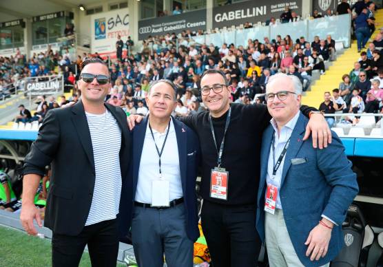 I vertici del Cesena Fc: da sinistra Mike Melby, Michael Aiello, John Aiello ed Anthony Scotto - foto Gianmaria Zanotti