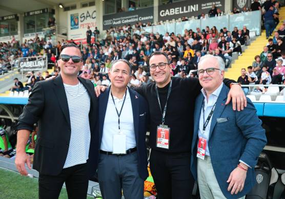 I proprietari americani del Cesena Fc: da sinistra Mike Melby, Michael Aiello, John Aiello ed Anthony Scotto (foto Zanotti)