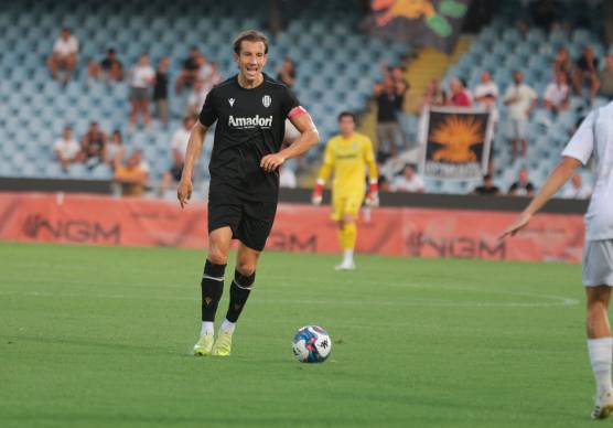 Massimiliano Mangraviti in azione contro la Vis Pesaro (foto Gianmaria Zanotti)