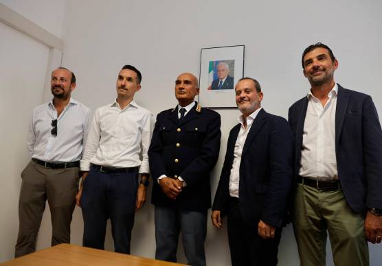 Il sindaco di Savignano Nicola Dellapasqua, il sindaco di Cesenatico Matteo Gozzoli, il Commissario Paolo Di Masi, il sindaco di Gatteo Roberto Pari e il sindaco di San Mauro Pascoli Moris Guidi (Zanotti)