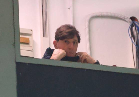 Michele Mignani in tribuna al Manuzzi durante il match vinto venerdì sera contro il Pescara (Zanotti)