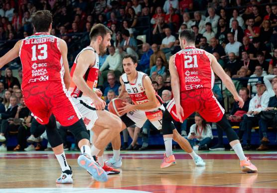 Pierpaolo Marini e Alessandro Simioni contro Quirino De Laurenitiis e Lorenzo Bucarelli nella sfida di regular season al Flaminio foto tommaso morosetti