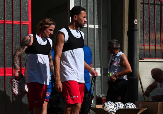I difensori Luca Munaretti, che ha smaltito i problemi di inizio preparazione, e Luigi Palomba, ora fermo (foto Fabio Blaco)