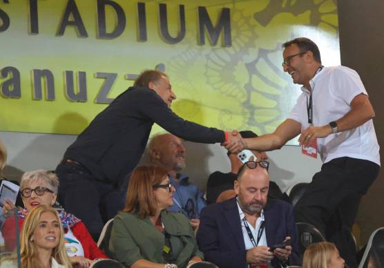 Jurgen Klinsmann e John Aiello al Manuzzi prima di Cesena-Entella (Zanotti)